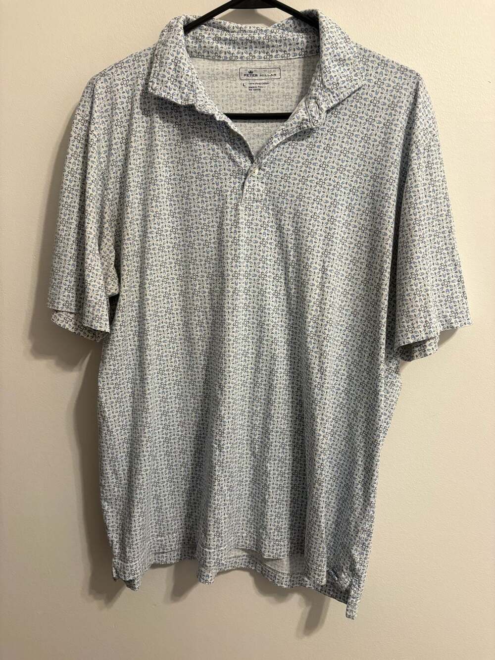 Peter Millar Men's Cotton Skull Micro-Print Golf Polo Shirt large